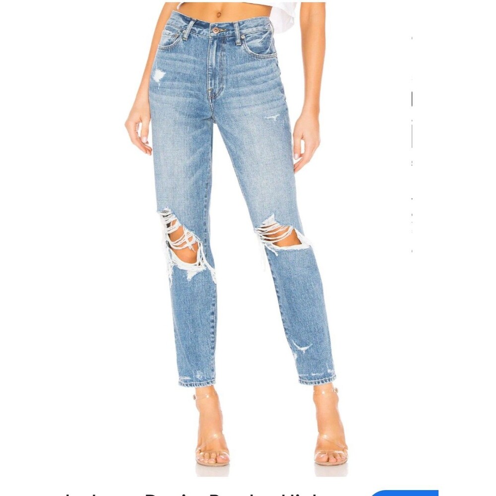 Pistola Presley Cotton Distressed Roller 90s Straight Leg Jeans Blue Size 27 4
